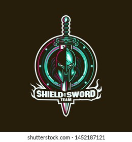 shield and sword mascot logo