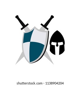 Shield and sword on a white background