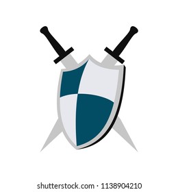 Shield and sword on a white background