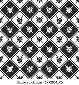 Shield and sword seamless pattern.