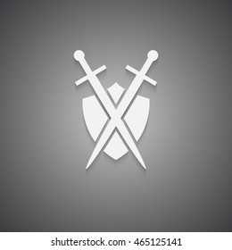 Shield and sword with shadow on a black background