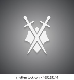 Shield and sword with shadow on a black background