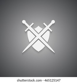 Shield and sword with shadow on a black background