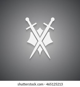 Shield and sword with shadow on a black background