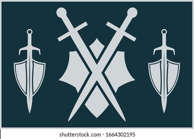 Shield and sword shape. Army force symbol.