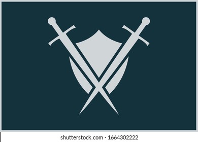 Shield and sword shape. Army force symbol.