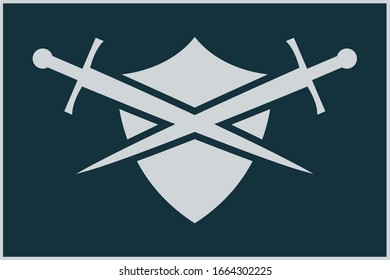Shield and sword shape. Army force symbol.