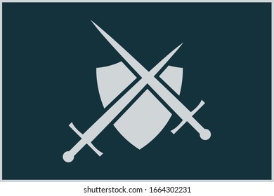 Shield and sword shape. Army force symbol.