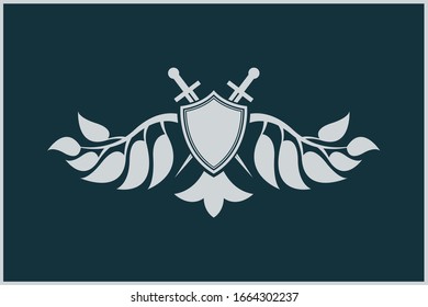 Shield and sword shape. Army force symbol.