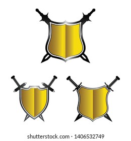 Shield and sword sign. Abstract shield and sword icon.set color shield