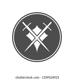 Shield and sword sign in circle.