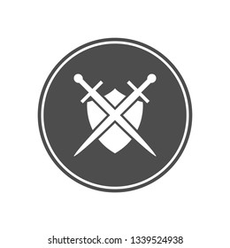Shield and sword sign in circle.