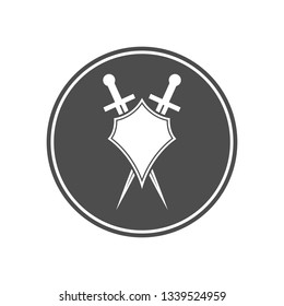 Shield and sword sign in circle.
