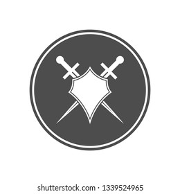 Shield and sword sign in circle.