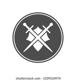 Shield and sword sign in circle.