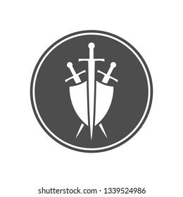 Shield and sword sign in circle.