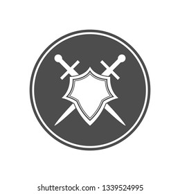 Shield and sword sign in circle.
