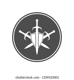 Shield and sword sign in circle.