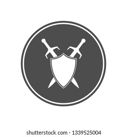 Shield and sword sign in circle.