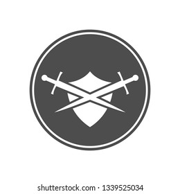 Shield and sword sign in circle.
