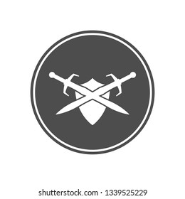 Shield and sword sign in circle.