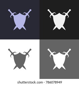 Shield and sword silhouette. Defender logo template.