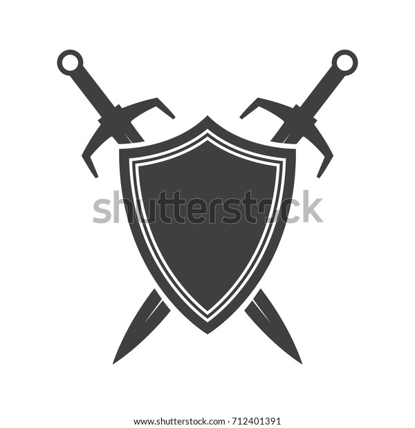 Shield Sword Silhouette Guardian Icon Security Stock Vector (Royalty ...