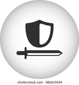 Shield with sword symbol sign simple icon on background