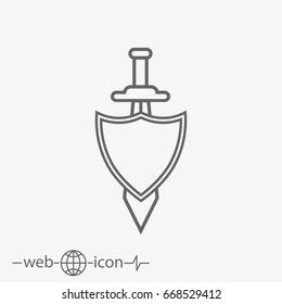 shield with sword vector icon