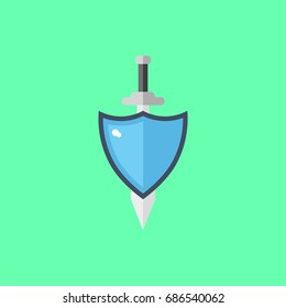 shield with sword vector icon