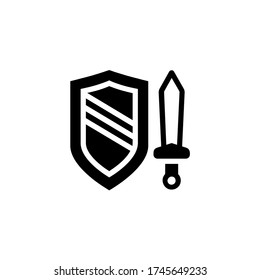 shield and sword vector icon design on white background