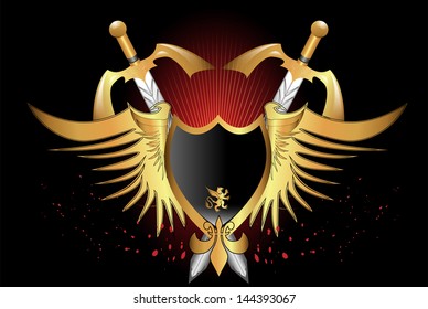 shield with sword and wings