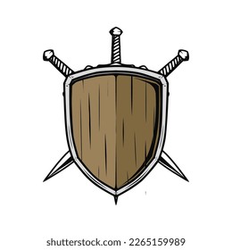 shield and swords drawing design