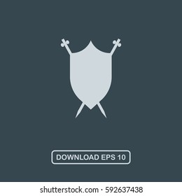 Shield and swords icon vector