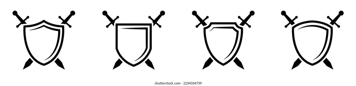 Icono Escudo y espadas, Ilustración vectorial