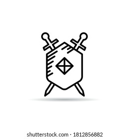 shield and swords line icon vector illustration