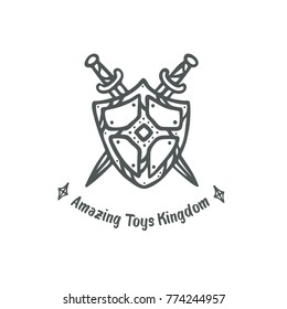 Shield and swords logo. Crossed sword protection and security concept.