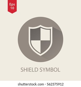 Shield Symbol In Circle. Simple Flat Sign With Gradient Shadow. Vector Illustration