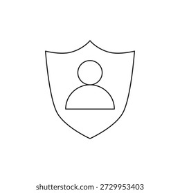 Símbolo de escudo que contiene avatar de usuario para seguridad de Cuenta