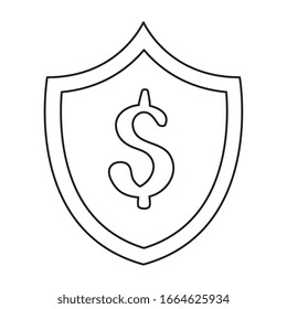 shield with symbol dollar isolated icon vector illustration design