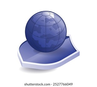 Símbolo de escudo de la ilustración isométrica de seguridad terrestre