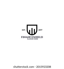 símbolo de escudo financiamiento con diseño de logotipo de signo de barra de gráfica