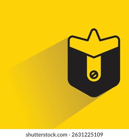 shield symbol icon with shadow yellow background