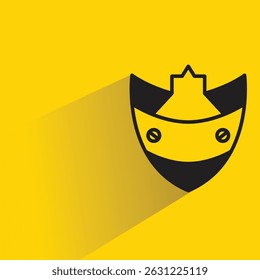 ícone de símbolo de escudo com fundo amarelo-sombra