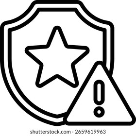 El símbolo del escudo con una estrella y una señal de advertencia indica que el sistema de seguridad ha detectado una amenaza, vulnerabilidad o brecha.