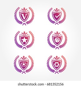 Shield Symbol with laurel wreath Design Collections set