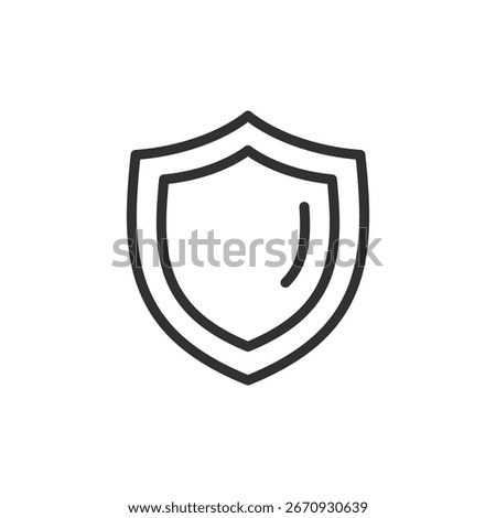 Shield symbol, linear icon. Protection, security, or defense. Line with editable stroke.