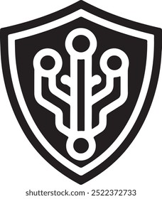 Ilustración del Arte vectorial de la silueta del diseño del icono del logotipo del símbolo del escudo con el fondo blanco