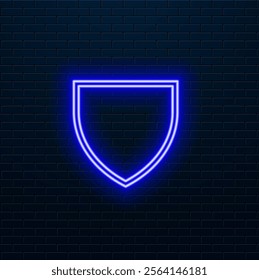Shield Symbol Neon Signs Vector.