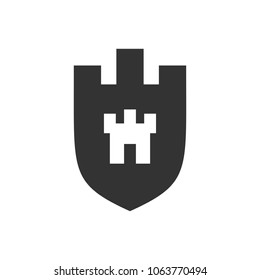 Shield Symbol. Security Logo. Castle Icon. Vector eps 10.